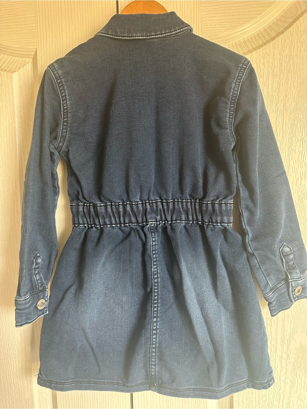 OshKosh B'gosh Girls Blue Denim Shirt Dress 5T Collared Long Sleeve Pocket - Picture 2 of 6